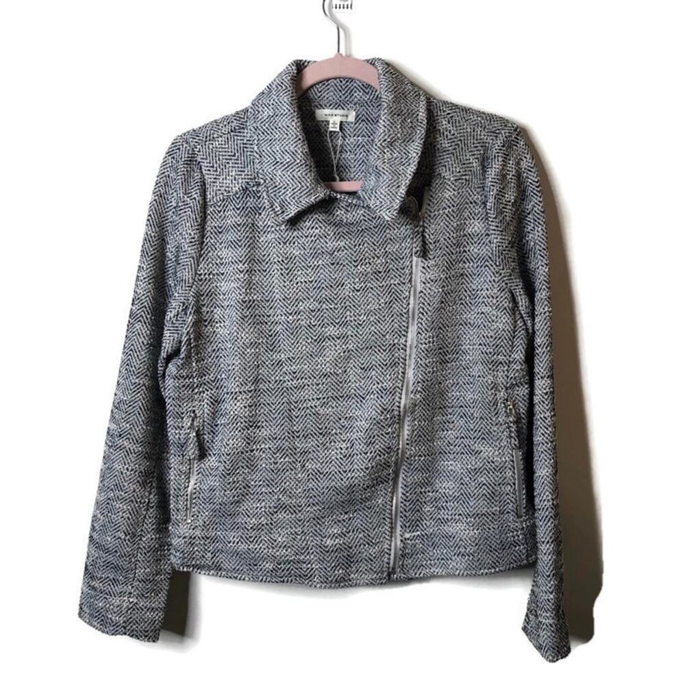 Max Studio Textured Knit Moto Jacket Size Large